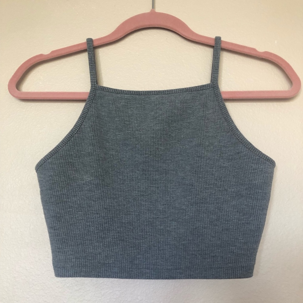 TOPSHOP Gray Crop Tank Small